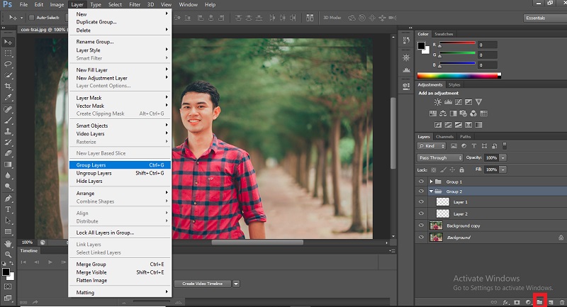 Gộp Group Layer trong Photoshop