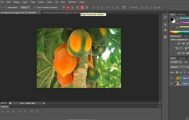 Canh giữa trong photoshop với Align